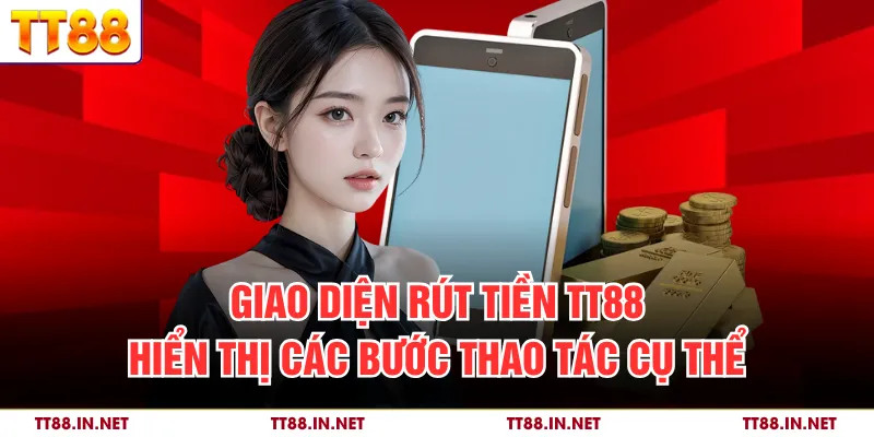 Rút Tiền 1 Giao diện rút tiền TT88 hiển thị các bước thao tác cụ thể